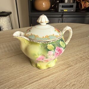 Antique Prussia Floral Teapot with Lid castle cottagecore